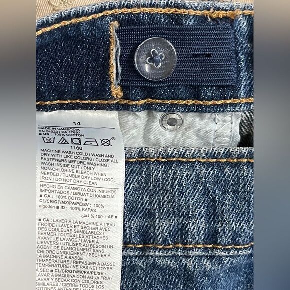 Girls High Rise Slouchy Straight Ripped Jeans Blue Denim 14 - Picture 3 of 7